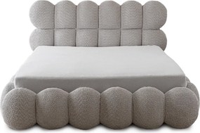 ANKARA ágy 140x200 cm, szürke boucle, ágyneműtartóval