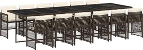 vidaXL 13 részes barna polyrattan kerti ülőgarnitúra párnákkal