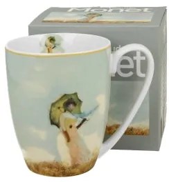 Porcelán bögre 360 ml dobozban Monet Hölgy esernyővel