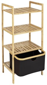 Fekete-natúr színű bambusz fürdőszobai polcos állvány 44x93,5 cm Ecori – Wenko