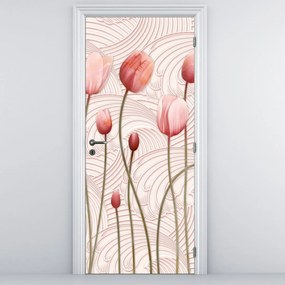 Fotótapéta ajtóra - Rózsaszín tulipán (95x205cm)