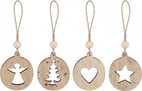 Karácsonyi dísz RUSTIC JOY fa 7,5 cm - különböző minták