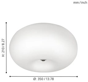 EGLO 86812 - Mennyezeti lámpa OPTICA 2xE27/60W/230V opálüveg