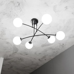 Csillár PREGOS 6xE14/10W/230V fekete/fehér