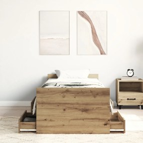 Ágykeret Matrac Nélkül Szerelt Tölgy 75x190 cm Szerelt Fa