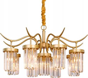 Függő Mennyezeti Lámpa Fém Kristály Arany 9XE27