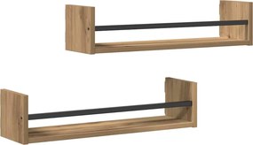 vidaXL Falpolc Falra szerelhető 2 pcs Artisan tölgy 60 x 16 x 14 cm