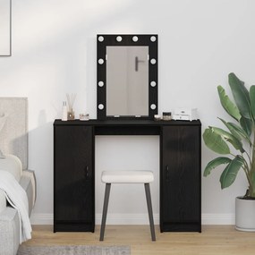 Fodrászasztal LED világítással Fekete Tölgy 102x33x135 cm