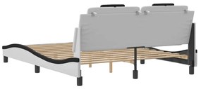 fehér és fekete műbőr ágykeret Viana matrac nélkül 160 x 200 cm