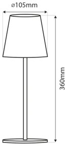 LED érintős asztali lámpa, állítható fényerő, 5W, 5V USB, 1200 mAh, fekete