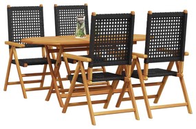 vidaXL Kert étkező szett 5 pcs Fekete Tömör Akácfa