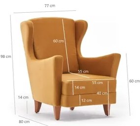 NUPI füles fotel, sárga