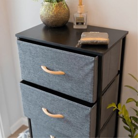 PALMERA szekrény szövet fiókokkal, fekete