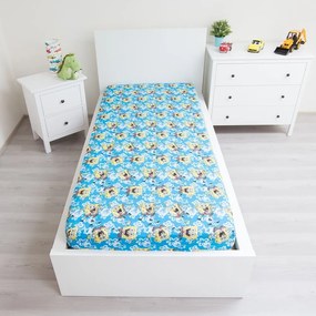 Kék gumis pamut gyerek lepedő 90x200 cm Sponge Bob "Blue" – Jerry Fabrics