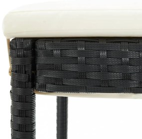 5 darabos fekete polyrattan kerti bárszett párnákkal