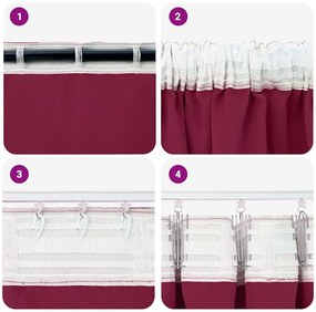 Függönyök függönyökkel 2 pcs Bordó 245x140cm Poliészter