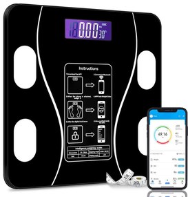 LCD kijelzős okosmérleg testtömegindex / BMI kijelzés, Bluetooth AMO-10145