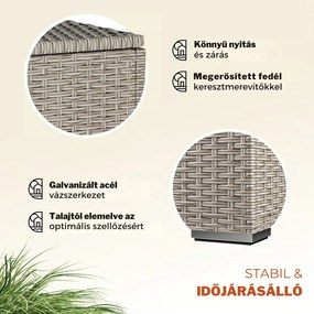 RICCO polyrattan tárolódoboz, 318L, 75x75x70 cm, krémszínű Casaria