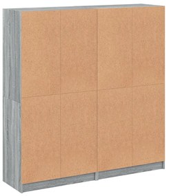 szürke sonoma szerelt fa könyvespolc ajtókkal 136x37x142 cm