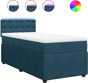 vidaXL kék bársony rugós ágy matraccal 90 x 200 cm