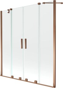 Mexen Velar Duo, 2 szárnyas eltolható kádparaván 140 x 150 cm, 8mm átlátszó üveg, rózsa arany profil, 896-140-000-02-60