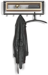 Fekete-natúr színű fém fali fogas polccal 78 cm School – Spinder Design