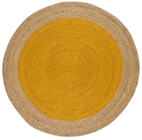Mustársárga-natúr színű kerek szőnyeg ø 120 cm Mahon – Universal