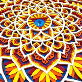 Feng shui energiával díszített fa mandala a falon | akár 90 cm-ig