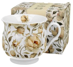 Rózsa virágos porcelán bögre 500 ml díszdobozban English Roses White