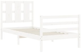fehér tömör fa ágykeret fejtámlával 100 x 200 cm
