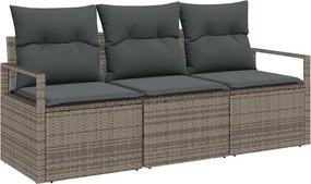 vidaXL Kerti Kanapé Szett párnával tárolóval 3 pcs Szürke polirattan