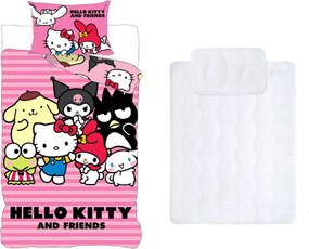 Hello Kitty Friends gyerek, ovis ágyneműhuzat és paplan/párna szett 100x135 cm 40x60 cm