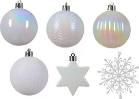 Krémszínű gömbök fényes/matt/csillámos mix 6cm 40db