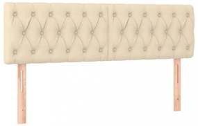 krémszínű szövet LED-es fejtámla 144x7x78/88 cm