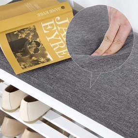 Bambusz cipőpad,2 polcos cipőtároló pad, fehér és szürke 71 x 29 x 49 cm