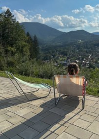 Összecsukható strandnyugágy SAND, sötét rózsaszín csíkokkal