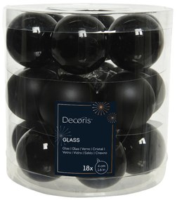 Baubles 18 darabos Díszgömb szett, Decoris, Ø4 cm, üveg, fekete