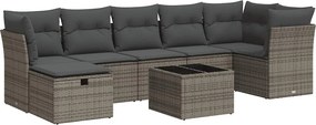 vidaXL 8 részes szürke polyrattan kerti ülőgarnitúra párnákkal