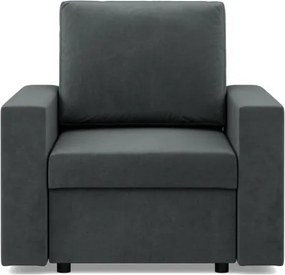 Zeus fotel, egyenes kartámasz, bársony, hab töltet, szürke