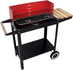 Kerti grill faszénnel BBQ 87x35 cm, fekete/piros