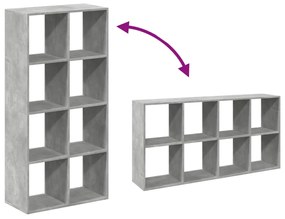 betonszürke szerelt fa elválasztó könyvespolc 69,5x29x137,5 cm