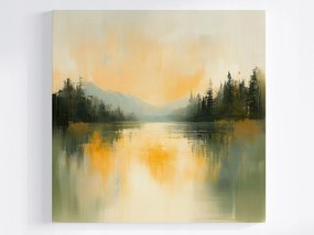 Vászonkép Canvas Tájkép Hegyek Erdő Tó Tükröződés 40x40