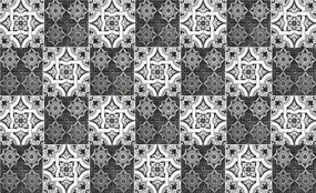 Tapéta Fekete-Fehér Vinyl Geometria 416x254 Minták Csempe falra +ragasztó