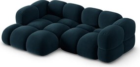 Sötétkék bársony sarokkanapé (bal oldali-heverő résszel) Loretto – Cosmopolitan Design