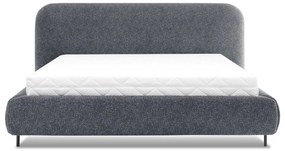 Kék kárpitozott ágyneműtartós franciaágy ágyráccsal 160x200 cm Pointt – ELTAP