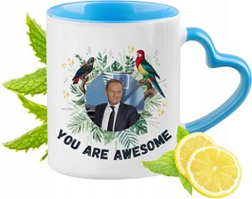 Donald Tusk Kék Bögre Szív Alakú Füllel Ajándék