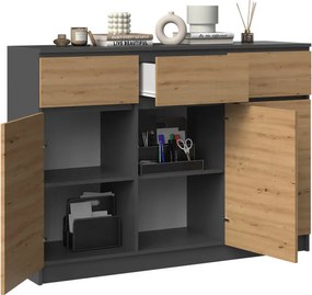 3D3S komód, antracit-tölgy