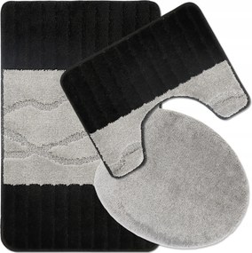 Fürdőszobaszőnyeg Csúszásgátló Szett 3 Db-os 50X80 Nagy Szürke Fekete 3D