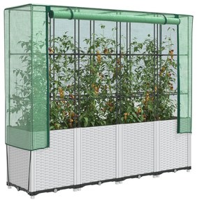 rattan megjelenésű magaságyás melegháztakaróval 160x40x153 cm