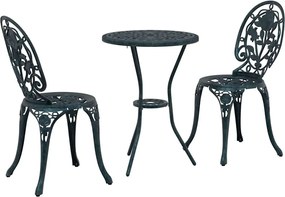 vidaXL Kert Bistro Készlet 3 pcs Zöld Alumínium